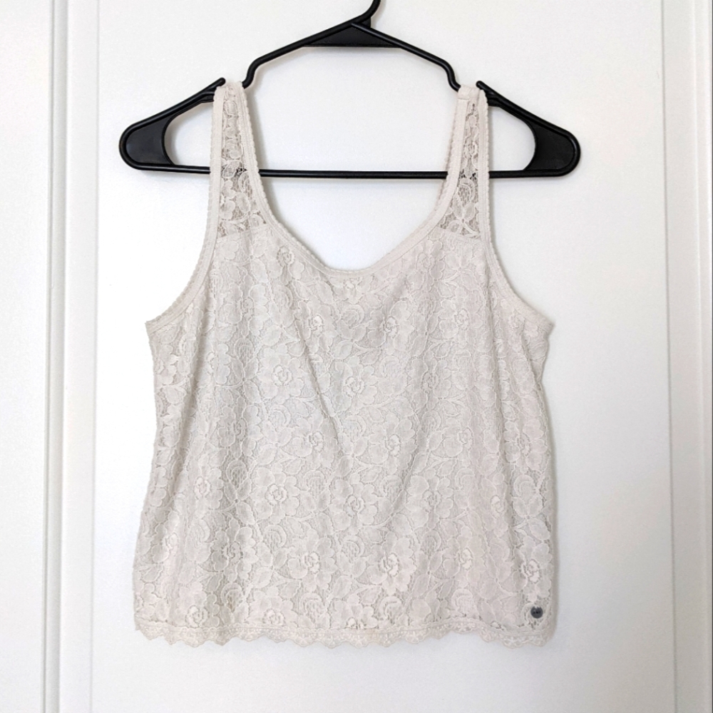 Abercrombie and Fitch White Lace Sleeveless Top S